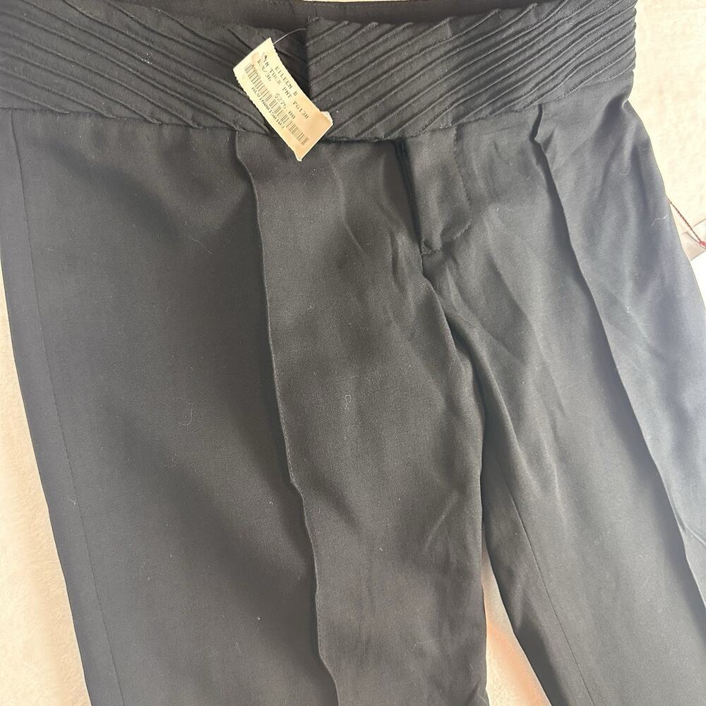 Alvin Valley Black Wool Blend Pants Size 4 36 Flare Pintuck Trouser Y2K Designer